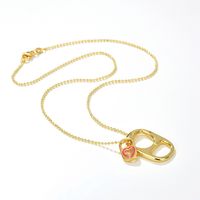 Simple Copper Drip Oil Stitching Pull Ring Heart Gold-plated Necklace main image 3