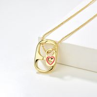 Simple Copper Drip Oil Stitching Pull Ring Heart Gold-plated Necklace main image 4