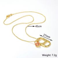 Simple Copper Drip Oil Stitching Pull Ring Heart Gold-plated Necklace main image 5