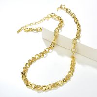 Punk Hip-hop Golden 8-character Chain Copper Necklace Bracelet Set main image 4