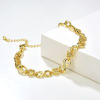 Punk Hip-hop Golden 8-character Chain Copper Necklace Bracelet Set main image 5