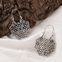 Bohemian New Fashion Floral Honeycomb Pattern Alloy Earrings main image 6