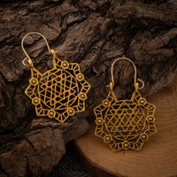 Bohemian New Fashion Floral Honeycomb Pattern Alloy Earrings sku image 2