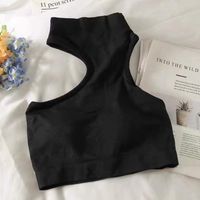 High Collar Sleeveless Suspender Irregular Tight Halter Neck Vest sku image 1