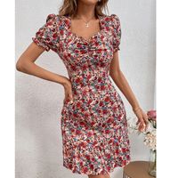 Floral Printed Women's Square Neck Short Sleeve Dress main image 6