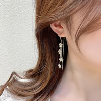Korean Style Inlaid Zircon Flower Tassel Copper Ear Hook Earrings main image 1