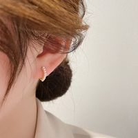 Simple Inlaid Pearl Geometric Circle Copper Earrings Wholesale main image 4