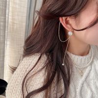 Korean Style Pearl Long Tassel Alloy Earrings Wholesale main image 4