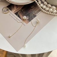 Korean Style Pearl Long Tassel Alloy Earrings Wholesale main image 5