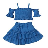 2022 Fashion Summer Sling Suit Skirt Suspender Short Top + Short Skirt sku image 1
