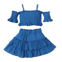 2022 Moda Verano Sling Traje Falda Tirantes Top Corto + Falda Corta sku image 4