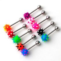 Fashion Ball Stainless Steel Body Piercing Jewelry Silicone Tongue Ring main image 4