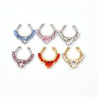Fashion Piercing Jewelry U-shaped Double Row Drill Alloy Nose Ring main image 1