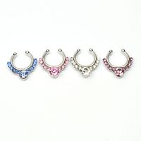 Fashion Piercing Jewelry U-shaped Double Row Drill Alloy Nose Ring main image 3