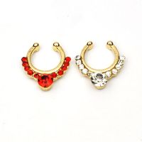 Fashion Piercing Jewelry U-shaped Double Row Drill Alloy Nose Ring main image 4