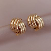 Simple Geometric Staggered Alloy Stud Earrings Wholesale main image 1