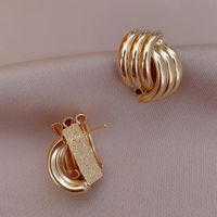 Simple Geometric Staggered Alloy Stud Earrings Wholesale main image 4