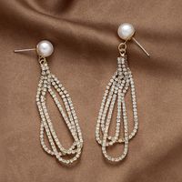 Boucles D&#39;oreilles En Alliage De Gland De Goutte D&#39;eau De Perles De Strass Incrustées Vintage En Gros main image 2