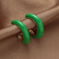 Retro Green Drip Oil C-shaped Geometric Alloy Earrings Wholesale main image 4