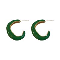 Retro Green Drip Oil C-shaped Geometric Alloy Earrings Wholesale main image 6