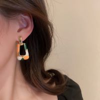 Retro Drop Oil Conrast Color Trapezoidal Geometric Alloy Earrings Wholesale main image 3