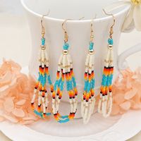 Retro Miyuki Rice Beads Braided Long Tassel Earrings For Women main image 5