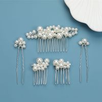Retro Baroque Pearl Hair Fork Bridal Hairpin Hair Accessories Set main image 4