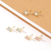 Simple Fashion Diamond Drop Oil Lightning Shape Copper Stud Earrings main image 1