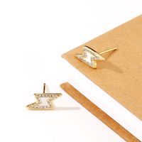 Simple Fashion Diamond Drop Oil Lightning Shape Copper Stud Earrings main image 3
