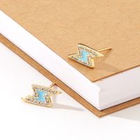 Simple Fashion Diamond Drop Oil Lightning Shape Copper Stud Earrings main image 4