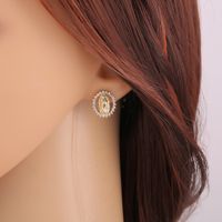 Fashion Retro Religious Pattern Geometric Diamond Copper Stud Earrings main image 4