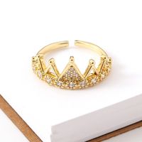 Copper Inlaid Zircon Crown Ring Engagement Tail Ring Wholesale main image 2