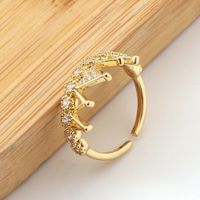 Copper Inlaid Zircon Crown Ring Engagement Tail Ring Wholesale main image 3