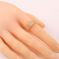 Copper Inlaid Zircon Crown Ring Engagement Tail Ring Wholesale main image 5