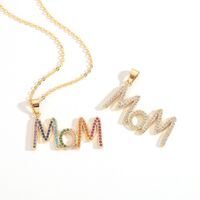 Mother's Day Gift Simple Mom Mother Pendant Copper Zircon Necklace main image 2