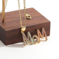 Mother's Day Gift Simple Mom Mother Pendant Copper Zircon Necklace main image 4