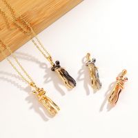 New Simple Copper Plated Real Gold Love Hug Cute Necklace main image 1