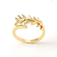 New Women's Hand Jewelry Geometric Leaf Open Copper Tail Ring Female main image 2