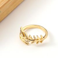 New Women's Hand Jewelry Geometric Leaf Open Copper Tail Ring Female main image 3