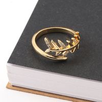 New Women's Hand Jewelry Geometric Leaf Open Copper Tail Ring Female main image 4