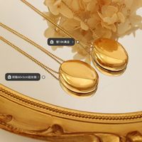 Einfache Retro Geometrische Ovale Anhänger Titan Stahl Vergoldete Lange Halskette main image 3