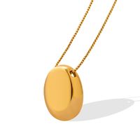 Einfache Retro Geometrische Ovale Anhänger Titan Stahl Vergoldete Lange Halskette main image 6