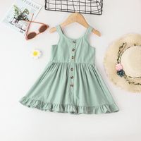 Summer Clothes Skirt Simple Little Girl Baby Solid Color Suspender Skirt main image 1