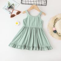 Summer Clothes Skirt Simple Little Girl Baby Solid Color Suspender Skirt main image 5