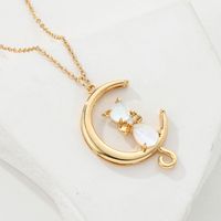 Copper Plated 18k Gold Cat Natural Zircon Pendent Necklace main image 3