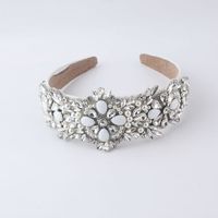 New Retro Crystal Flower Baroque Pearl Wide-brimmed Headband main image 6