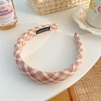 Candy-colored Sponge Wide-brimmed Plaid Headband Accessories main image 6