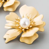 Korean Style Flower Shaped Inlaid Peral Simple Alloy Stud Earrings main image 4