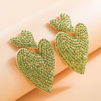 Hyperbole Heart-shaped Inlaid Rhinestone Alloy Stud Earrings main image 3