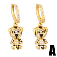 Fashion Star-catching Bear Asymmetric Earrings Copper Drop Earrings main image 3